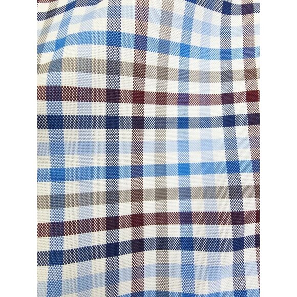 Stafford Regular Fit Size XL 17-17.5 32-33 Mens White Plum Blue Check Shirt NWT - Picture 7 of 10